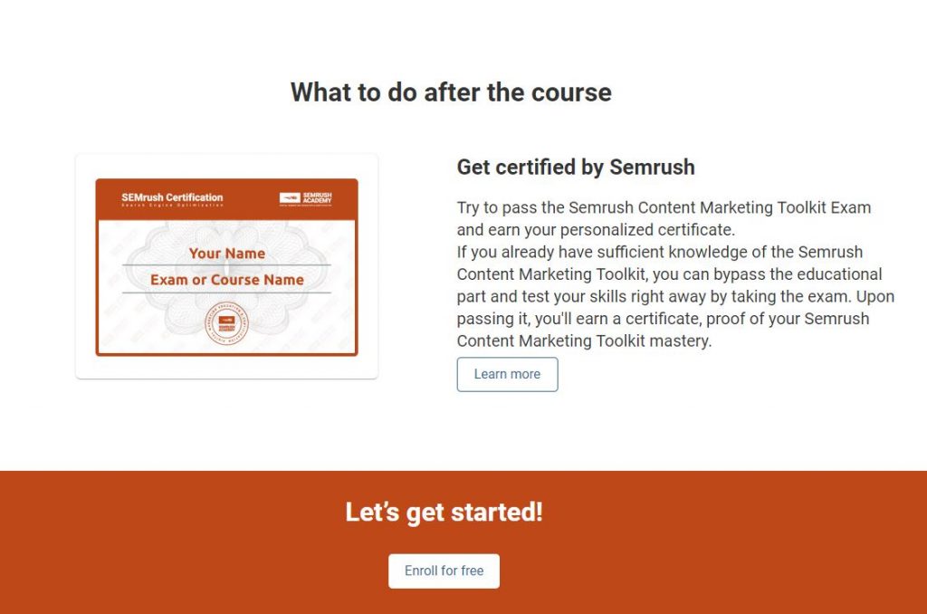 Content marketing free course