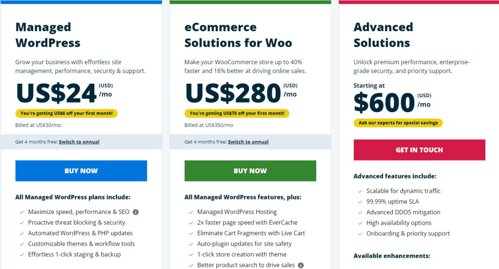 top web hosting service providers Pricing